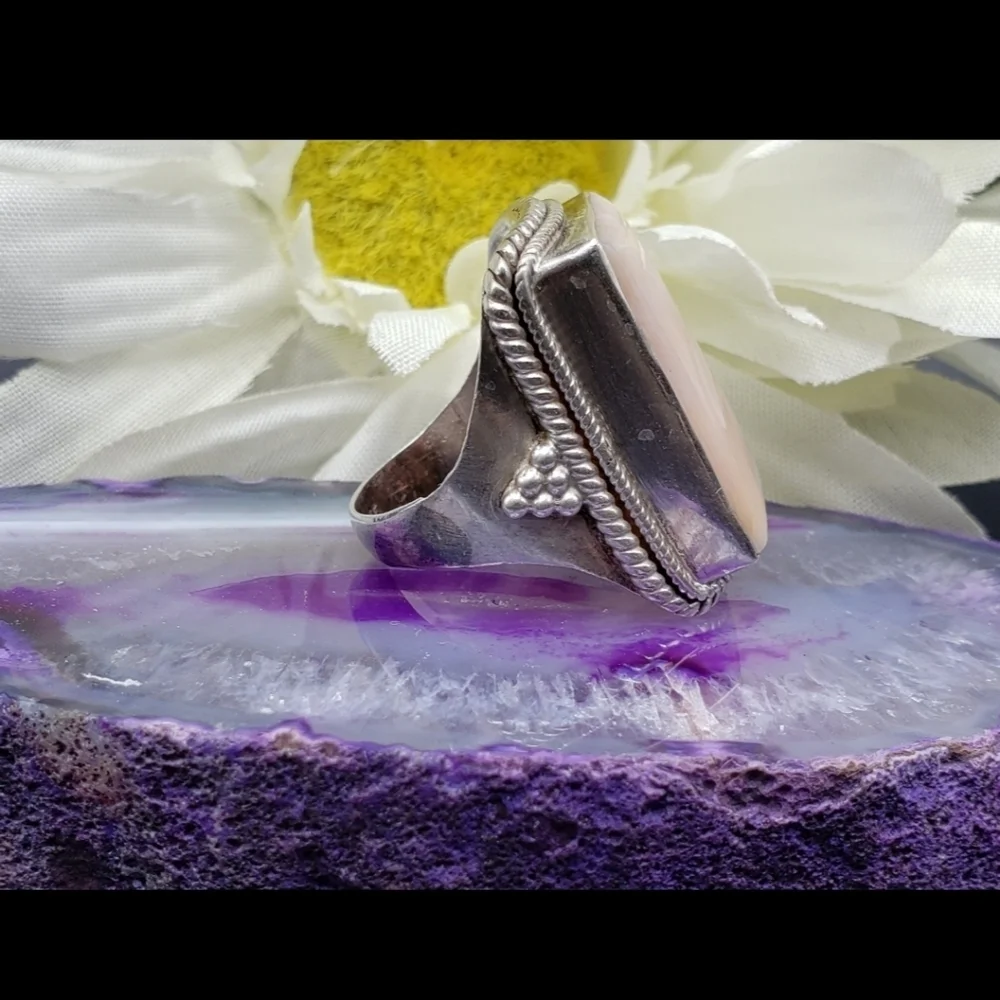 Vintage Sterling And Pink Stone Ring